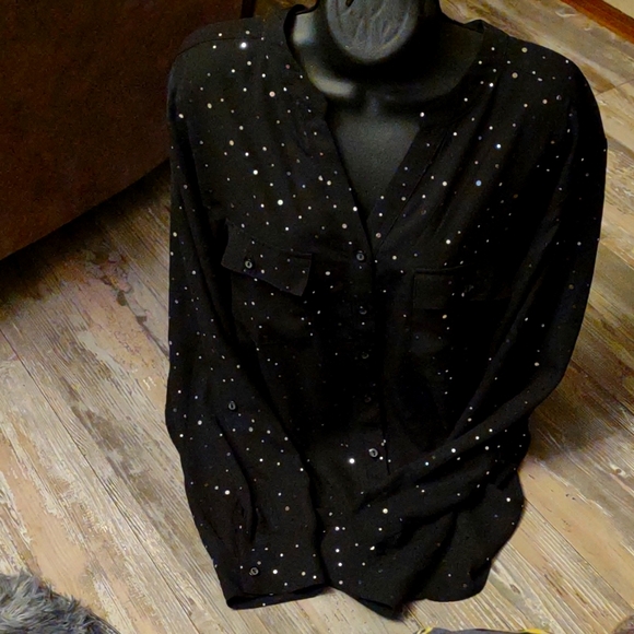 Kim Rogers Tops - Kim Rogers "Curvy" Size 3X,  Black with Silver